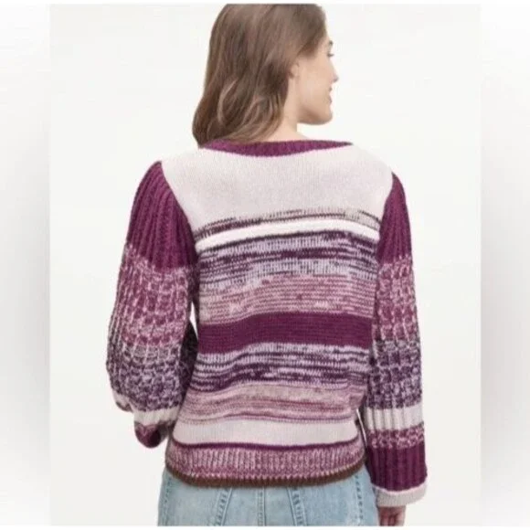 Splendid Collection Sweater S Purple Multi Raya Stripe Wool Blend